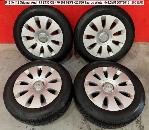 R16 5x112 Original Audi 7J ET35 OE 4F0 601 025N +205/60 tli gumik