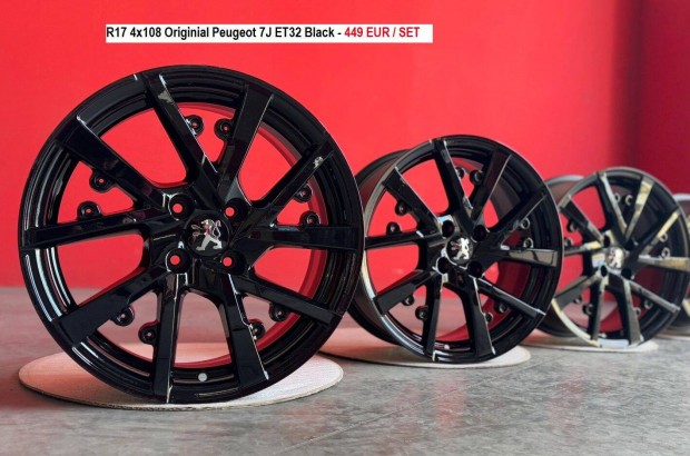 R17 4x108 Originial Peugeot 7J ET32 Black gyri felnik alufelnik