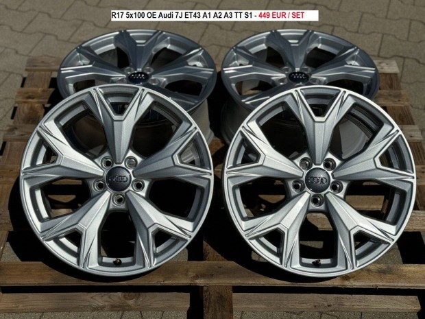 R17 5x100 OE Audi 7J ET43 A1 A2 A3 TT S1 gyri alufelnik felnik 17"