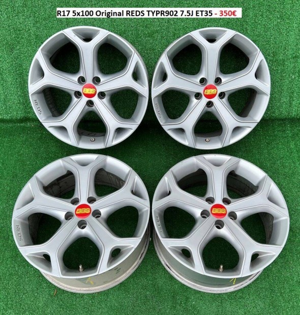 R17 5x100 Original Reds Typr902 7.5J ET35 Volkswagen Golf Beetle felni