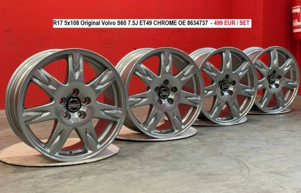 R17 5x108 Original Volvo S60 7.5J ET49 Chrome gyri alufelnik felnik