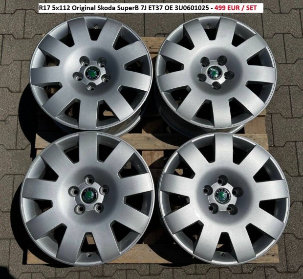 R17 5x112 Original Skoda Superb 7J ET37 OE 3U0601025 gyári alufelnik