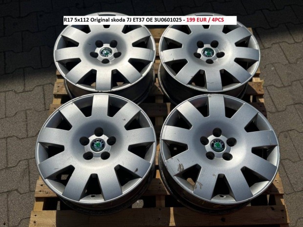 R17 5x112 Original skoda 7J ET37 OE 3U0601025 gyári alufelnik felnik