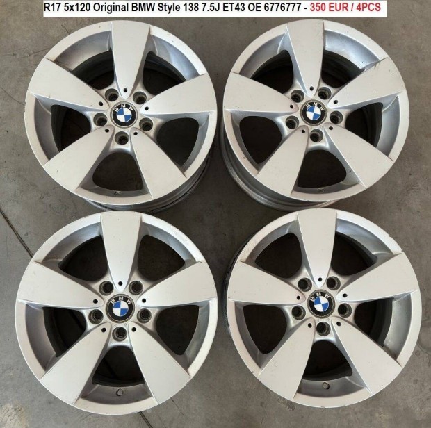 R17 5x120 Original BMW 138 Style 7.5J ET43 gyri felnik alufelnik 17"