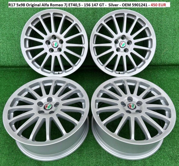 R17 5x98 Original Alfa Romeo 7j ET40,5 156 147 GT gyri felni alufelni