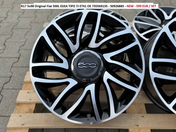 R17 5x98 Original Fiat 500L Egea Tipo 7J ET41 új gyári alufelnik felni