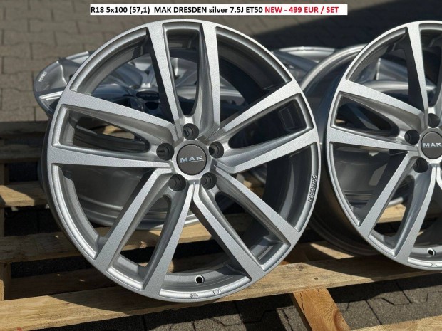 R18 5x100 (57,1) MAK DRESDEN silver 7.5J ET50 új felnik alufelnik