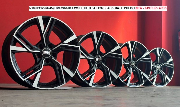 R18 5x112 Elite Wheels EW16 Thoth 8J ET26 Black MATT Polish j felnik