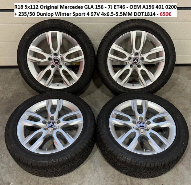 R18 5x112 Original Mercedes GLA 156 - 7J ET46 + téli gumik 235/50