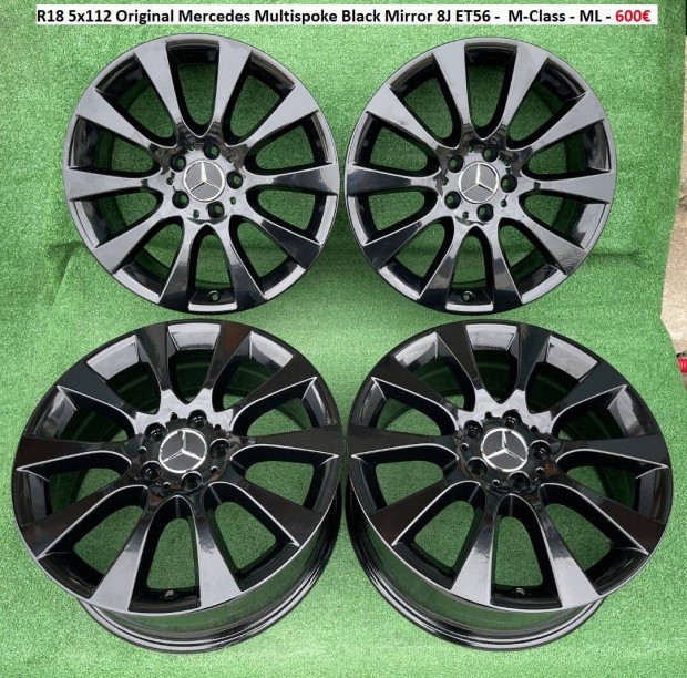 R18 5x112 Original Mercedes Multispoke Black Mirror 8J ET56 - M-Class