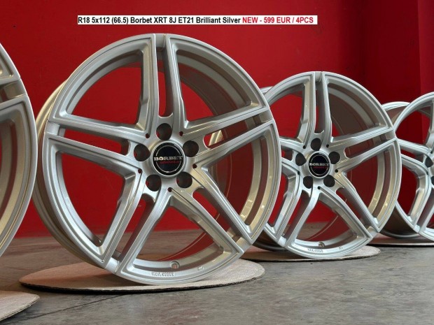 R18 5x112 (66.5) Borbet XRT 8J ET21 Brilliant Silver új alufelnik 18"