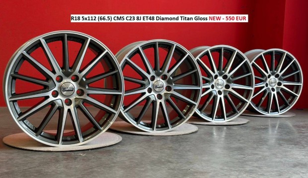 R18 5x112 (66.5) CMS C23 8J ET48 Diamond Titan Gloss új alufelnik