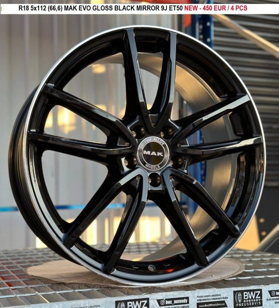 R18 5x112 (66,6) MAK Evo Gloss Black Mirror 9J ET50 j alufelnik 18"