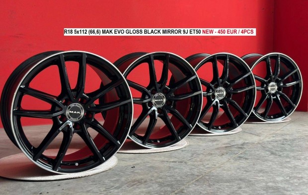 R18 5x112 (66,6) MAK Evo Gloss Black Mirror 9J ET50 j felni 18"