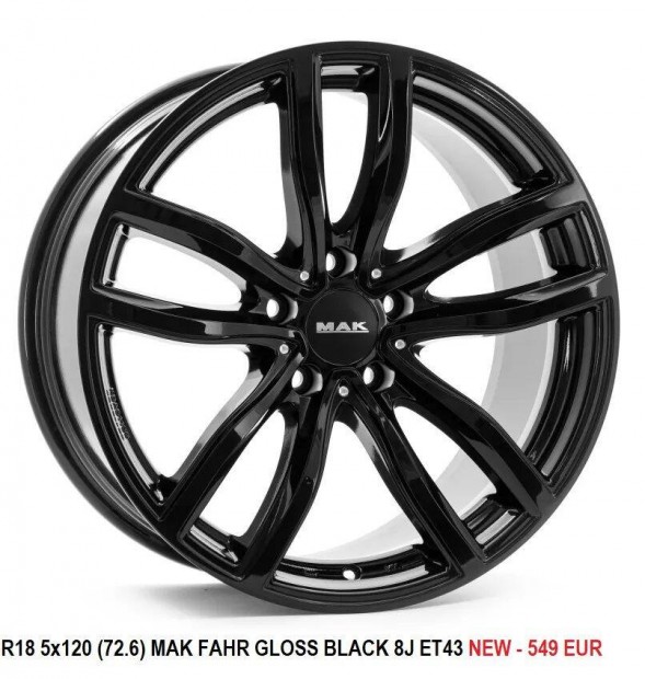 R18 5x120 (72.6) MAK Fahr Gloss Black 8J ET43 új bmw alufelnik felnik