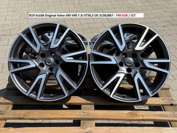 R19 5x108 Original Volvo S90 V90 7.5J ET50,5 gyári alufelnik felnik