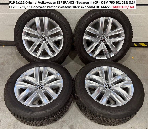 R19 5x112 Original Volkswagen Esperance -Touareg III + 255/55