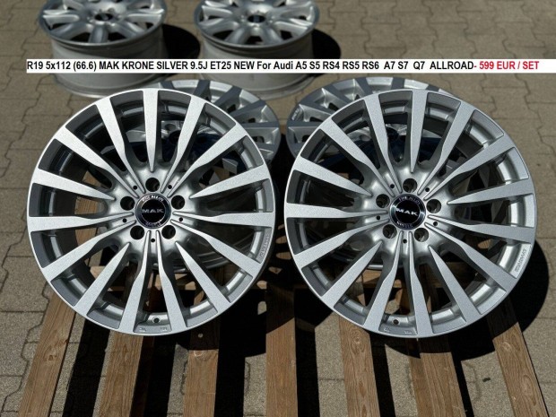 R19 5x112 (66.6) MAK Krone Silver 9.5J ET25 New For Audi A5 S5 RS4 RS5