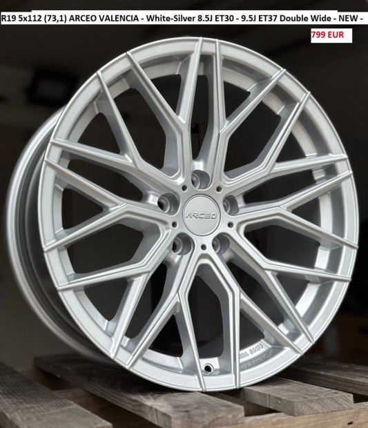 R19 5x112 (73,1) Arceo Valencia - White-Silver ktszles j felnik 19"