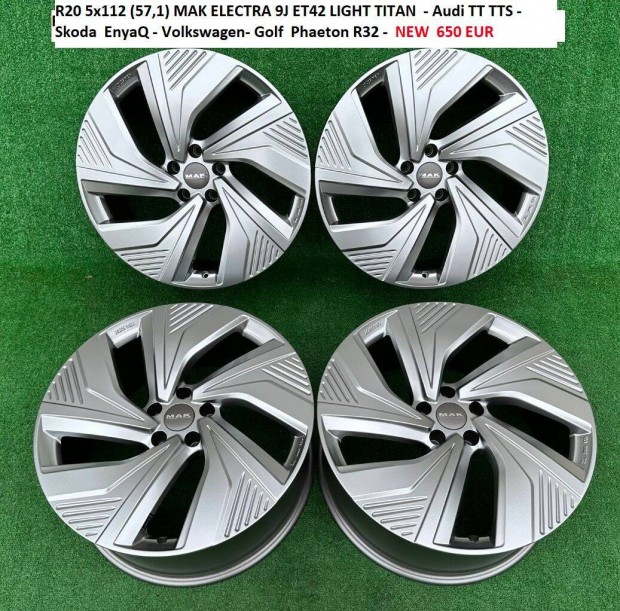 R20 5x112 (57,1) MAK Electra 9J ET42 Audi TT TTS j Alufelni Szett