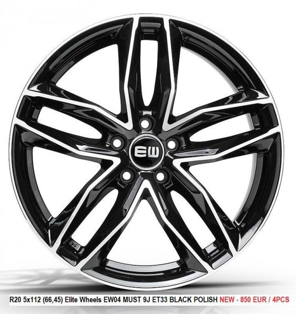 R20 5x112 (66,45) Elite Wheels EW04 MUST 9J ET33 Black új felnik 20"