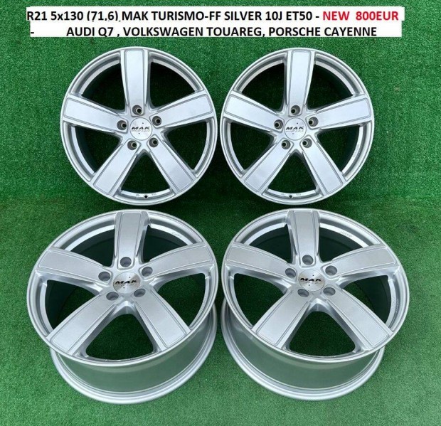 R21 5x130 MAK Turismo-FF Silver 10J ET50 j felnik alufelnik 21" 21col