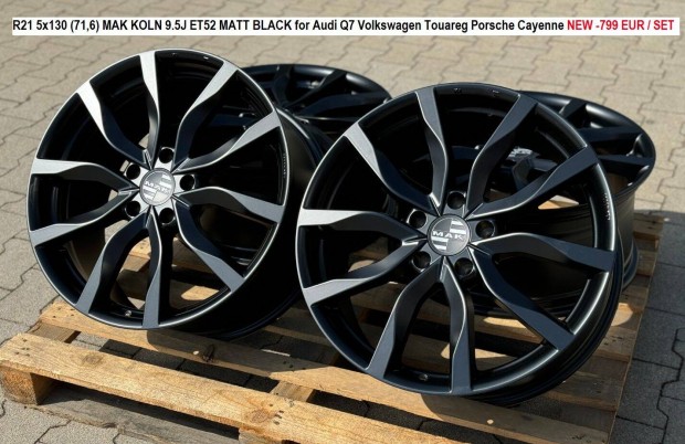 R21 5x130 (71,6) MAK Koln 9.5J ET52 MATT Black 21" 21col alufelnik