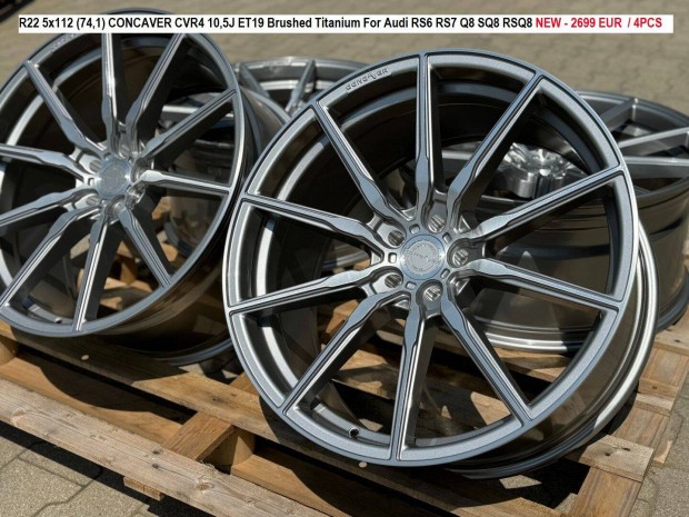 R22 5x112 (74,1) Concaver CVR4 10,5J ET19 Brushed Titanium For Audi RS