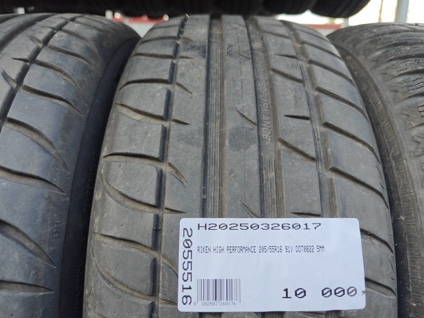 RIKEN HIGH PERFORMANCE 205/55R16 91V DOT0822 5MM HASZNÁLT NYÁRIGUMI V