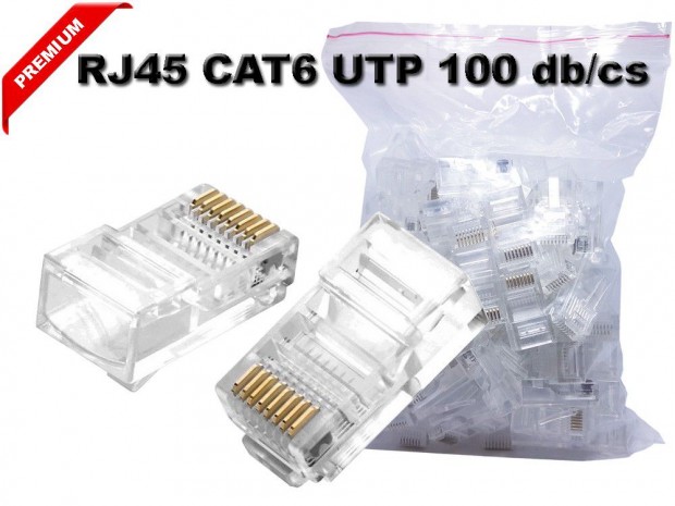 RJ45 csatlakoz CAT6 hlzati kbel vezetk 100db PREMIUM MINSG