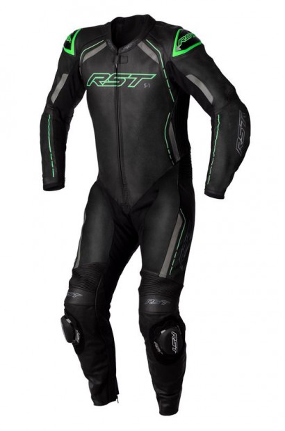 RST S1 CE Bőrruha - Fekete/Szürke/Neonzöld Méret S