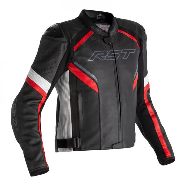 RST Sabre légzsákos bőrdzseki - Fekete/Fehér/Piros, 4XL méretben