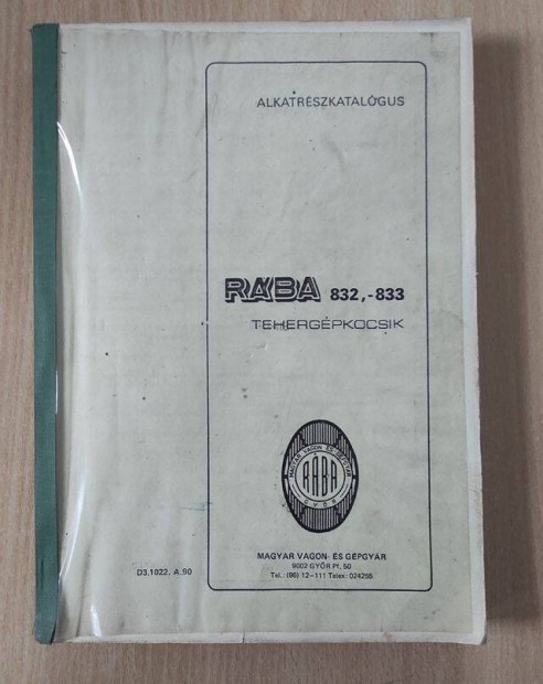 Rba 832-833 Tgk. alkatrszkatalgus 1. ktet
