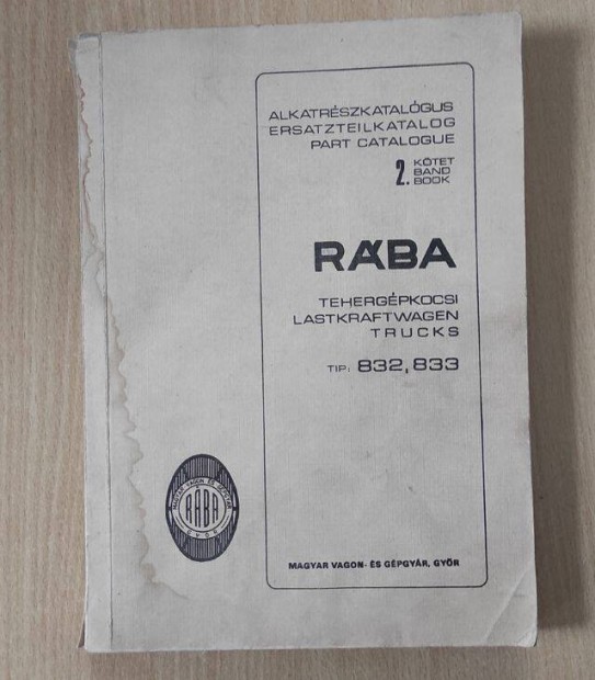 Rba 832-833 Tgk. alkatrszkatalgus 2. ktet