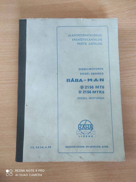 Rba D2156MT6, D2156MTK6 Diesel-motor Alkatrszkatalgusa 1986