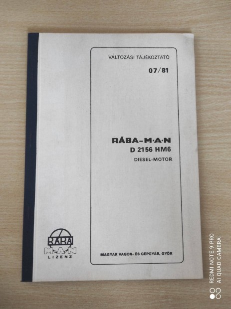 Rba D2156 HM6 Diesel-motor Vltozsi tjkoztat 07/81