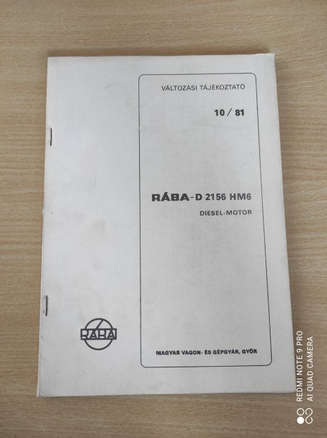 Rba D2156 HM6 Diesel-motor Vltozsi tjkoztat 10/81