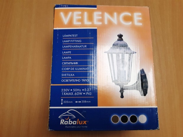 Rabalux Velence Kltri falilmpa, E27, 60W, IP43, felfele, fm/veg,