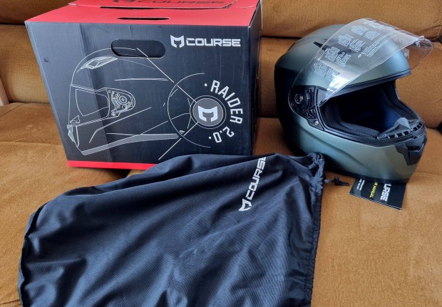Raider - Café Racer zárt bukósisak MATT Zöld + sisakzsák napszemüveg M