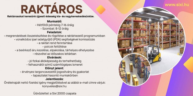 Raktáros Állás