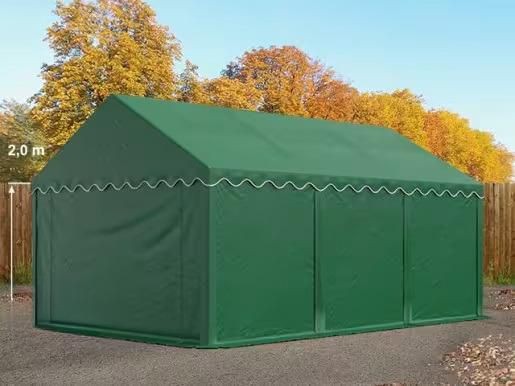 Raktársátor műhelysátor 4x6 m ponyva PVC zöld erősített