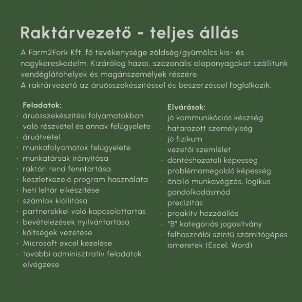 Raktrvezez - zldsg kereskedelem