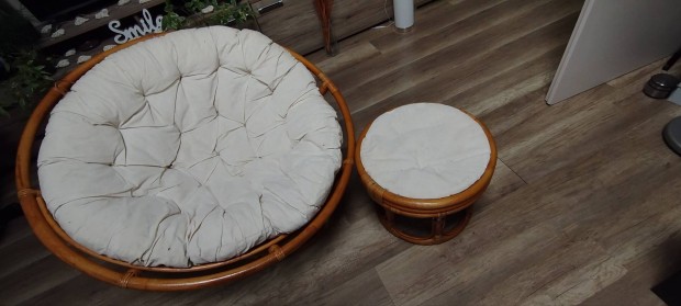 Rattan fotel+2 lbtart puff