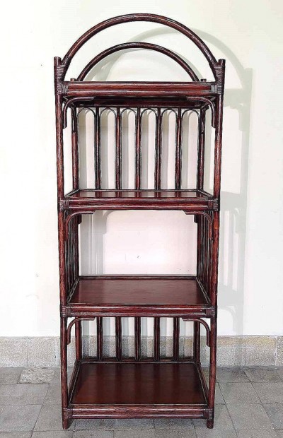 Rattan hajlított nád bútor, polcos, könyvszekrény, párban