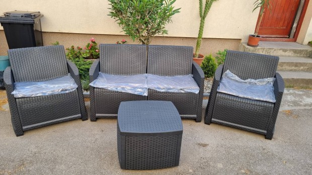 Rattan hatású kerti ülőgarnitúra újonnan