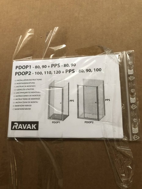 Ravak PPS-90 fekete black transparent fix oldalfal j