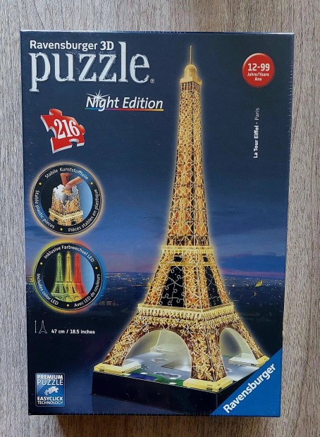 Ravensburger 3D Night Edition Puzzle Eiffel torony j, bontatlan
