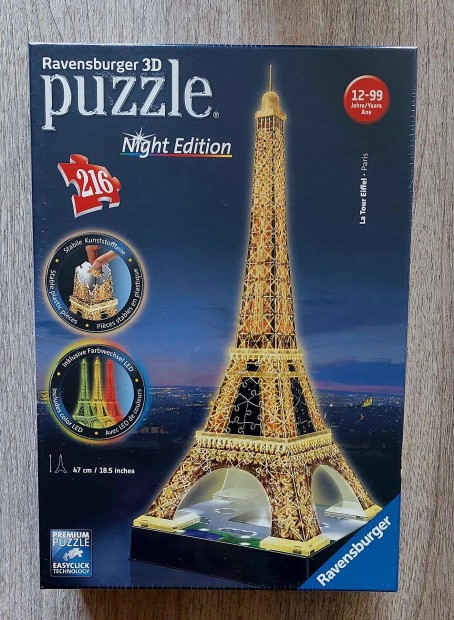 Ravensburger 3D Puzzle - Night Edition - Eiffel-torony j, bontatlan