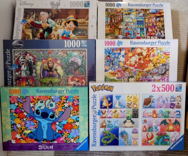 Ravensburger Disney Pokémon Stitch 500 1000 darabos puzzle kirakó