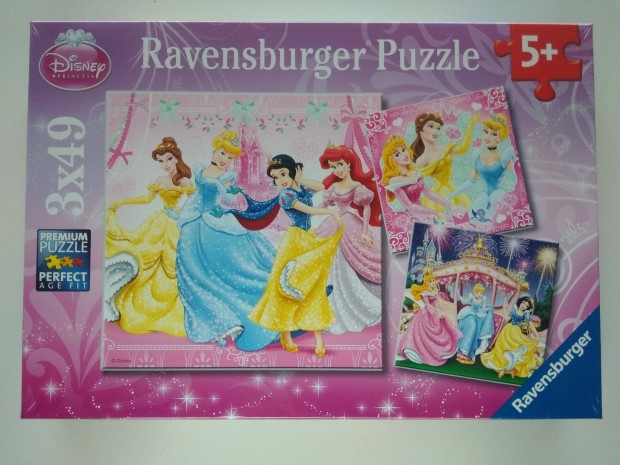 Ravensburger puzzle kirak 3x49 Disney hercegnk lma j bontatlan